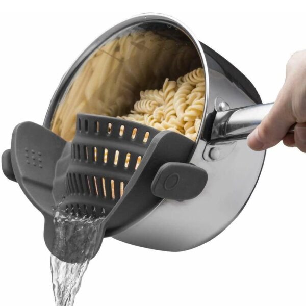 gray strainer for pasta
