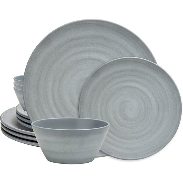 ripple gray reusable plastic dinnerware set